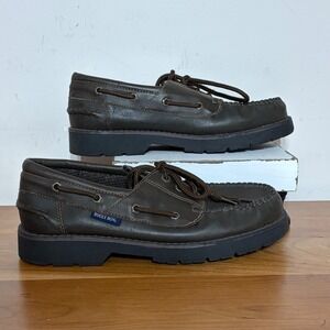 Bugle Boy Kids Brown Boat Shoes Moc Toe Lug Sole Loafers 832467 Size 6